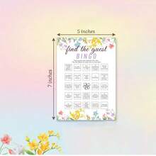 50件春季花卉主题婴儿派对游戏，绽放宾果寻找宾客游戏，性别揭晓游戏，花卉婴儿派对装饰 - 查看 5