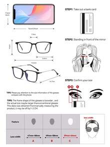 Unisex Rectangular Plastic Eyeglasses Frame, Light Glasses For Computer, Gaming, TV, Mobile Phone, Fashion Optical Glasses - Black - View 5