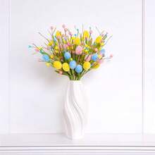 Easter Home Decor - Artificial Flowers With Eggs, Spring Indoor Outdoor Decorations, Easter Table And Tree Decor, Holiday Celebration (Pink Yellow) - Multicolor - View 7