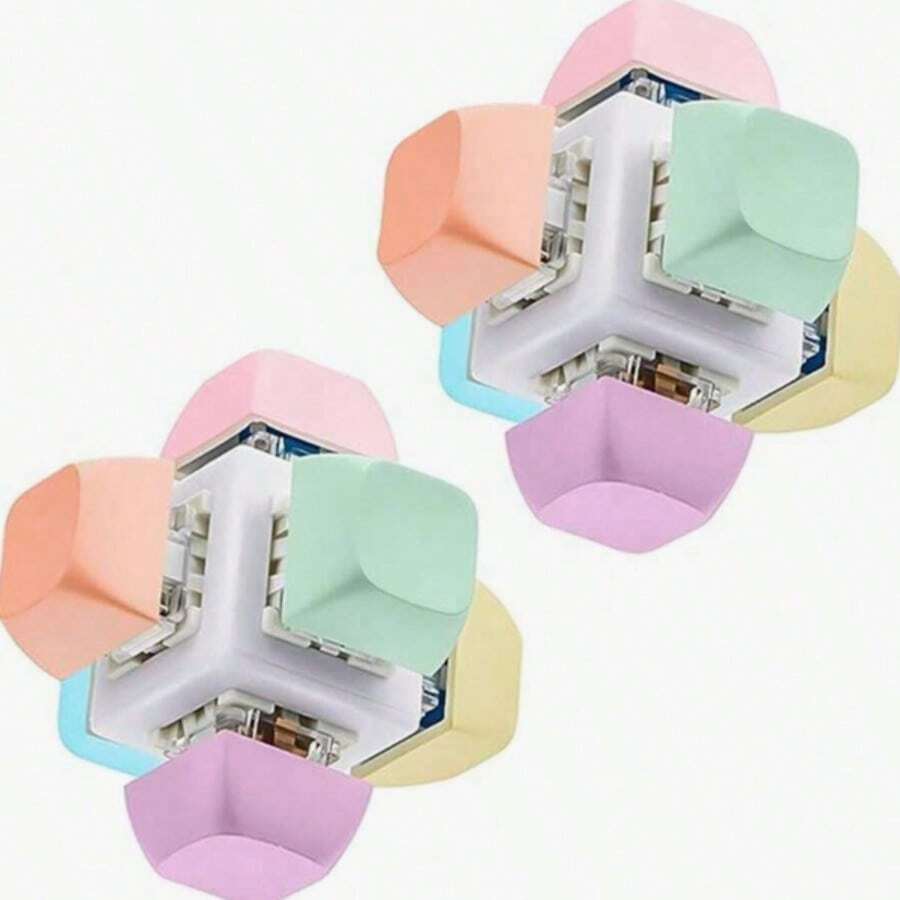 1pc 6-Key Stress Relief Squeeze Toy, Mechanical Fidget Keychain - Multicolor - View 1