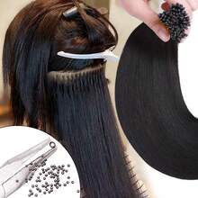 Thick Nano Ring Loop 100% Human Remy Hair Pre Bonded Keratin Fusion Tip Micro Bead Hair Extensions 1g/Strand 50g/Set Straight Pelucas De Cabello Humano 14"16"18"20"22"24" Black/Brown/Blonde Balayage Highlight 35cm 40cm 45cm 50cm 55cm 60cm - #24 Natural Blonde - 查看 6