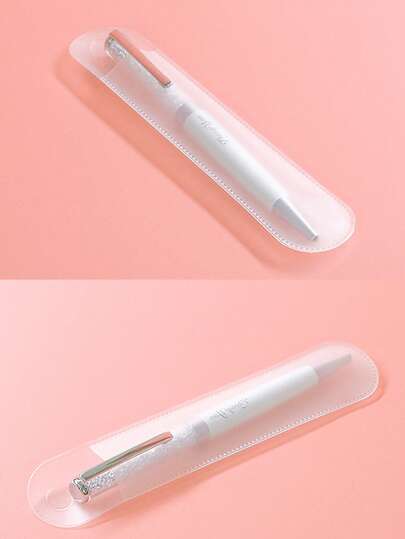 5/10/20PCS Transparent Pencil Case, Solid Color Matte Universal Pencil Case, Round Frosted Transparent Pencil Case, Solid Color Universal Pen Case, Casual Gift Bag, Hanging Gift Pen Box, Pen Storage Bag, Stationery