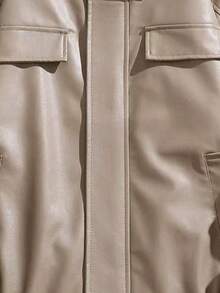 Chaqueta con cremallera minimalista para hombre, casual/negocios y de uso diario - Camel - Ver 5