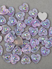 50pcs/Pack, 14mm Large Heart-Shaped Resin Rhinestones, Peacock Eye Colorful AB Resin Rhinestones, Flat Bottom Rhinestones For DIY Decoration - 14mm 50pcs - View 6