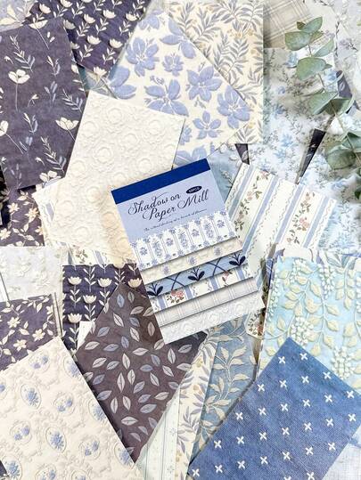 50 Sheets/Book Vintage Plant Background Scrapbooking Paper, Retro Decorative DIY Craft Paper