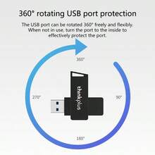 Lenovo MU241 USB 3.0 metall-USB-minne, roterbart USB-minne, 32 GB/64 GB/128 GB/256 GB hög hastighet, metallstruktur, lämplig för bärbara datorer, stationära datorer, ljud, TV och andra USB 3.0-stödda enheter - Visa 4