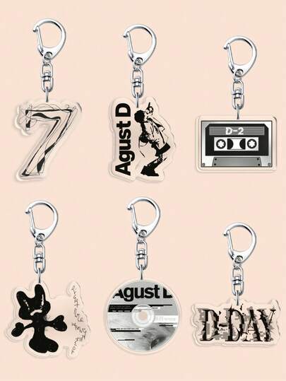 1/6Pcs Cute Acrylic Kpop Keychain GOLDEN Album Agust Days,Black Swan Album 7,D-DAY Bagcharm Car Accessories Backpack For Fans