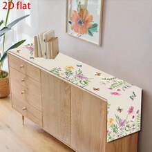 1pc Table Runner/Flag Butterflies And Flowers Spring Scene Kitchen Dining Table Decoration For Indoor/Outdoor Dining Decor For Family Gatherings & Parties Easy-Clean Festive Decoration - 1件-13*72吋/33*183厘米 - 查看 7