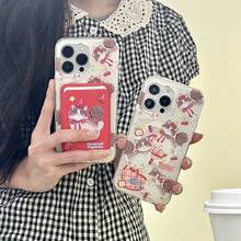 1件装油画樱花猫PU皮革卡槽手机壳，超薄钱包式卡套，兼容MagSafe，防震保护后盖，兼容 15/14/13/12/11 Pro Max Plus、Galaxy - 彩色 - 查看 6