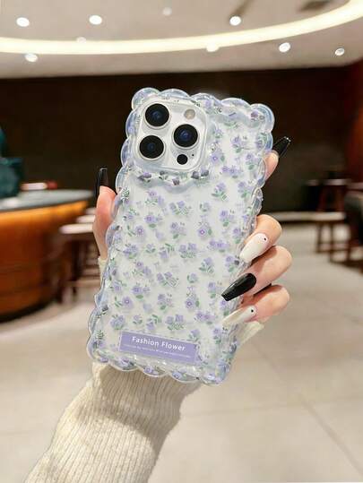 Braided Wavy Edge Minimalist Elegant TPU Floral Printed Shockproof Phone Case Compatible With IPhone 17pro/17Air /17/17promax 16/11/16pro/16plus/16promax/16e/15Promax/13/14/12/XS/XR/7G/8PXR /7/8, Suitable For IPhone 15Promax, 13, 14, 11, X, 12/14 Braided Wavy Edge Colorful TPU Soft Protective Case