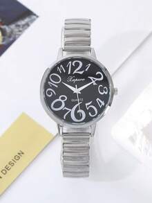 XAPWV 1pc Women's Quartz Watch, Arabic Numeral, Elastic Band, Casual Round Dial, Fashion Luxury Ladies Wristwatch - Silver - View 9