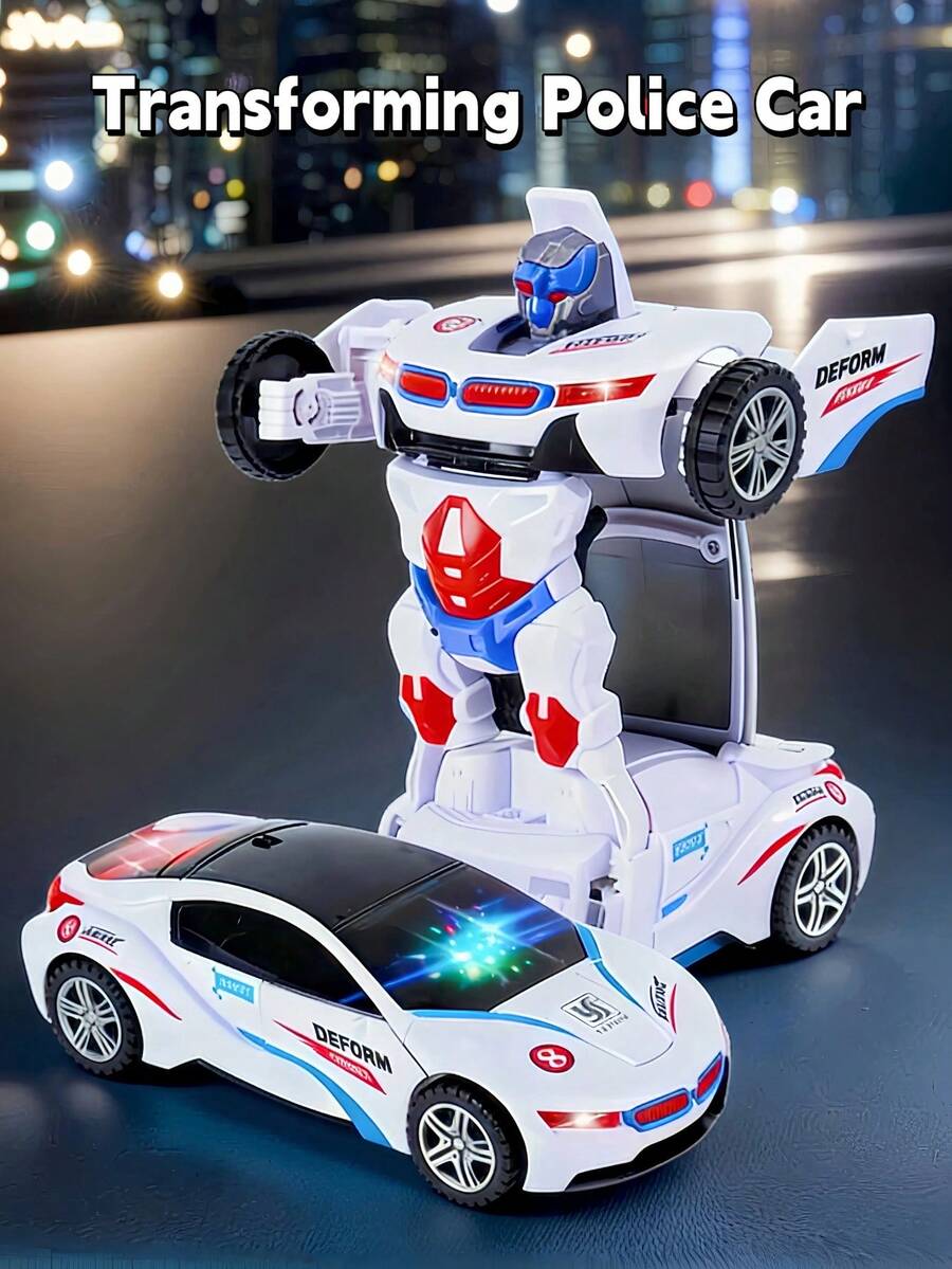 3-12 Jahre alte Jungen Spielzeug 2-in-1 Transformierendes Auto Roboter, Leuchtet auf, Automatische Hinderniserkennung, Batteriebetriebenes Transformierendes Auto Roboter Spielzeug, Kinder Geburtstaggeschenk