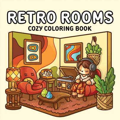 1 Piece Vintage Room Adult & Kids Coloring Book, Learning Supplies, Toys, Back To School Essential, Bold Simple Design, Relaxing Coloring, Christmas, Halloween, Birthday Gift, Children's Day, Student Supplies