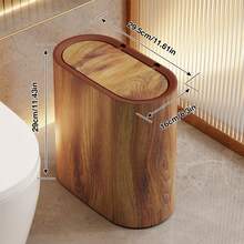 Senmeo 3.7 Gallon Dual Compartment Trash Can - Odor Resistant Lid Press To Open, Plastic With Handle Easy Clean For Bathroom Kitchen - 1 cái - Vân gỗ - Xem 4