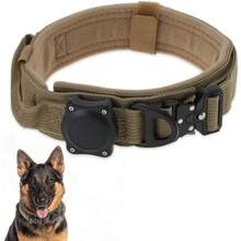 Dog Collar Waterproof Tactical Dog Collar With Control Handle Zinc Alloy Buckle Pte Collar For AirTag Medium Large Dogs Necklace Without Locator And With Screwdriver - 彩色 - 查看 3