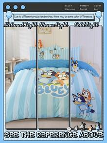 Bluey Bộ chăn ga gối Brui 2/3 món, Chăn ga gối Brui, Bộ chăn ga gối thoải mái và thoáng khí, Thân thiện với da, Bộ vỏ chăn họa tiết hoạt hình, Mềm mại và không bị xù lông, Vải dệt gia dụng đáng yêu, Vỏ chăn và vỏ gối tông màu mát mẻ, Không kèm chăn bông, Phù hợp với giường đơn, đôi, cỡ Queen, cỡ King, Sử dụng được cả bốn mùa - Màu xanh lam - Xem 9