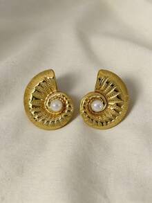 1 Pair Elegant Minimalist Large Hoop Earrings, Luxury Oversized Earring Design, High-End And Chic - Gold - View 5