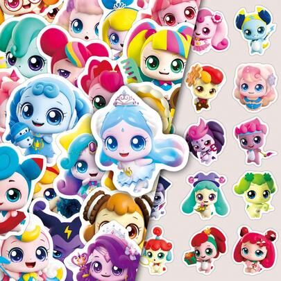 50pcs Cute Cartoon Children Animation Dark Bubble Stickers, Decorative For Tablet, Water Bottle, Stationery