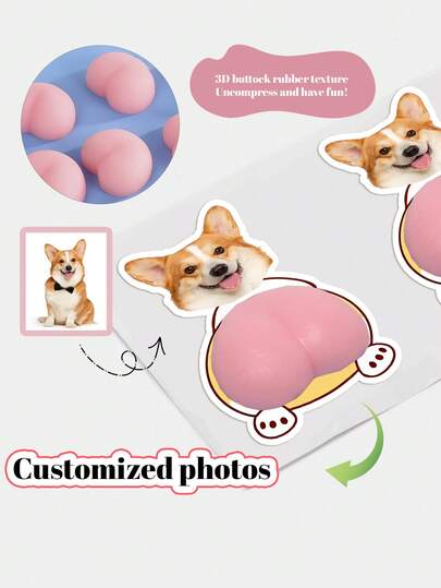 3/8/16pc Customize Photo 3D Squishy Corgi Butt Sticker,Personalized Pet Photo Sticker With 3D Butt Shaped,Funny Corgi Butt Sticker,Phone Case Decor/Refrigerator Sticker,Squishy Corgi Butt Sticker ,Best Funny Gifts For Lovers & Corgi Owners ,Pet Theme Party Favors