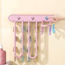 多功能折叠晾衣架，浴室/阳台袜子晾衣架，壁挂式多功能晾衣架，无需钻孔 - 彩色 - 查看 6