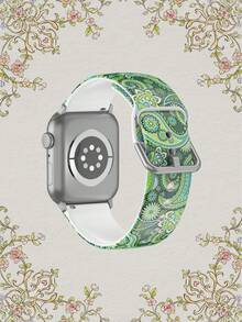 1 chiếc dây đeo tay mềm mại, co giãn, thoáng khí hình hoa sen màu xanh lá cây đậm, tương thích với Apple Watch 38mm 40mm 41mm 45mm 44mm 42mm 49mm, dây đeo đồng hồ silicon thời trang, thoải mái phù hợp với Ultra Series, S10/SE/9/8/7/6/5/4/3/2/1 - Nhiều màu - Xem 2