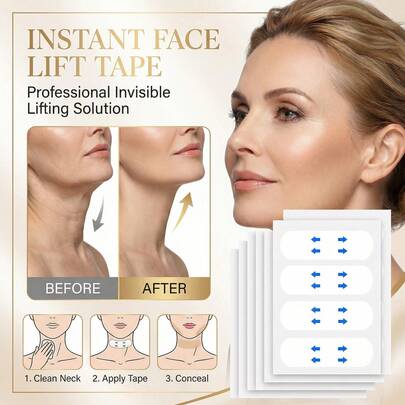 4-160pcs Face & Neck Lift Tapes, Invisible Face & Neck Lifting Tapes, Instantly Lift Sagging Skin, Double Chin & Neck, With Visible Immediate Effect Concealed Makeup Tapes