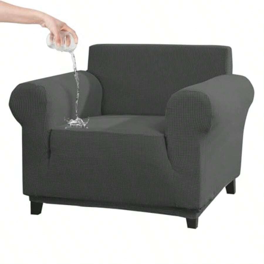 sofás y sofásFunda para Sofá Cubierta para Sofa 1 Plazas Asiento de 70 "De Ancho Protectores para Sala de Material Poliéster Repelente al Agua Suave con Elasticidad Lavable en la Lavadora Gris - Gris - Ver 1