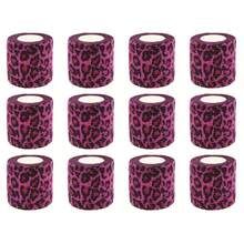 5 Rolls Purple Leopard Print Self-Adhesive Elastic Bandage - Suitable For Football, Basketball, Fitness And Various Sports - Multicolor - View 5