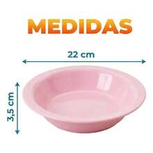 Set Of 10 Round Plastic Deep Plates For Meals - Baby Pink - View 4