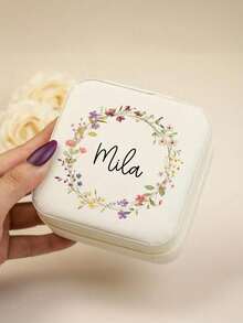 Hộp đựng trang sức du lịch hình chữ nhật cổ điển có thể tùy chỉnh, lót vải, khóa kéo và ngăn cài, hộp quà tặng đa năng cho phù dâu - Không cần nguồn điện, hộp đựng trang sức | Thiết kế chi tiết hình trái tim | Nội thất lót vải, hộp quà tặng trang sức, hộp đựng trang sức - Nhiều màu - Xem 5