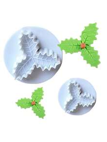 4pcs Plastic Holly Leaf Spring Pressing Mold, Cookie Pressing Cutter, 3D Fondant Cake Embossing Stamp, Plastic Cookie DIY Baking Cake Tool - Multicolor - View 13