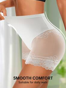 QUASTI 女士三角内裤，网眼蕾丝边，舒适顺滑，修身显瘦，透气性佳。 - 白色 - 查看 4