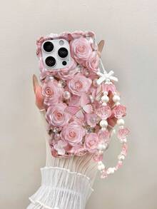 编织粉色蝴蝶仿珍珠花朵彩绘防摔手机壳，兼容 14、14 Pro、14 Pro Max、13、13 Pro、13 Pro Max、11、11 Pro Max、12、12 Pro、12 Pro Max、XR、XS、15、15 Pro、15 Pro Max、16、16 Pro、16 Pro Max、17、17 Pro、17 Air、17 Pro Max、A12/A13/A15/S25/S25 Ultra/S24 Ultra/S24/S24 Plus/A34/A35/A24，高级防摔手机壳 - 彩色 - 查看 6