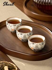 shoxil 1/2 chiếc tách trà cầm tay in họa tiết tre, thích hợp dùng trong gia đình, quán trà, các buổi tụ họp. - Tách - Xem 3