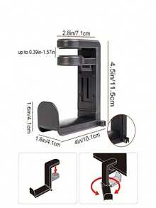 1pc Computer Gaming Headphone Holder Hook Stand, With Adjustable Rotating Arm Clip, Desktop Holder, Cable Management, Workspace Setup, Adjustable Arm, Streamlined Design, High-Quality Stand, Rotating Hook, Headphone Holder, Tech Enthusiasts, Gamers - C - View 8