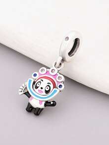 1 buah Liontin Gantung Panda Gaya Opera Perak Sterling 925, Aksesori Budaya Cina DIY, Hadiah, Unisex - Perak - View 3