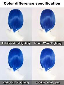 Tóc giả ngắn thẳng, màu xanh hoàng gia mờ, chịu nhiệt, làm từ chất liệu tổng hợp, thiết kế da đầu chân thực, kèm kẹp tóc hình chuồn chuồn cổ điển. - Nhiều màu - Xem 6