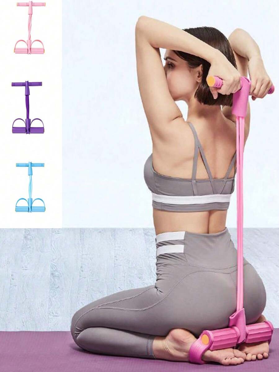 1pc Foot Resistance Band, Waist Shaping Resistance Rope, Fitness Resistance Band, Butterfly Assist Equipment - Multicolor - View 1