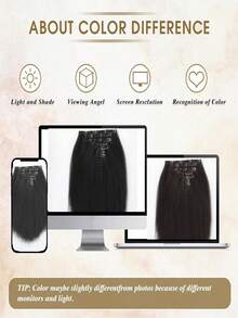 14-24 Inch Yaki Straight Clip-In Hair Extensions, Black, Double Wefted, Suitable For African American, 7pcs/Set - Multicolor - View 10