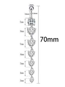 1pc 14G Belly Button Ring 316L Stainless Steel Dangle Belly Piercing Dangle Belly Ring Sparkling Heart CZ Belly Button Ring Jewelry For Women Girls Daily Wear - Love - View 2