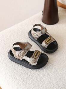 1 Pair Boys' Camouflage Sandals, Soft Sole Open Toe Beach Shoes, Summer Sports Sandals - Khaki - View 4