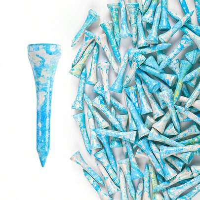 FINGER TEN Short Golf Tees Wooden Coloured Painted Value 30 Pack, Stylish High Visibility Short Tees For Par 3s, Durable Golf Accessory For All Levels