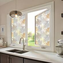 ihomeli Tropical Foliage Print Static Cling Window Film, Rustic PVC Privacy Glass Covering, Frosted Glass Sticker, Self-Adhesive & Semi-Transparent - Multicolor - View 3