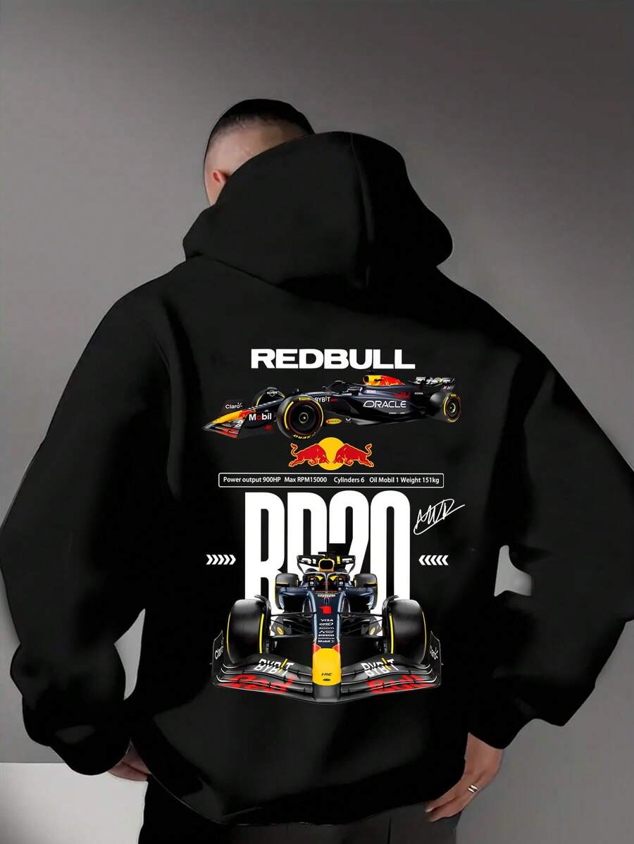 Red Bulll Racing F1 Unisex Hoodie - Featuring The Oracle Red Bulll Racing RB20 F1 Racing Pattern, Streetwear, Men's Graphic Hoodie, Fashionable, Off Road Racing Enthusiasts, Outdoor Sports And Daily Retro Wear, Men Gifts, Y2k Clothes, Car Hoodies, Men's Autumn And Winter Casual And Comfortable Long Sleeved Hoodies, Cool - 黑色 - 查看 1