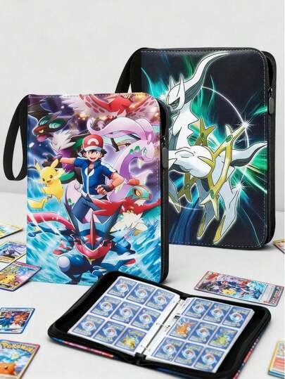 Pokemon Card Binder With 50 Removable Transparent Insert Pages And 4 Double-Sided Pockets Sleeves 400 Pockets Trading Card Binder Compatible With Baseball/Soccer Cards, Game Cards, Sports Cards And All Standard Size Collectible Trading Cards For Birthday Easter Thanksgiving Gifts Back To School School Supplies