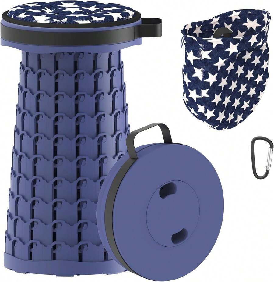2026 Upgraded 18.1" Collapsible Stool With Cushion & Carry Bag 600lbs Max Weight Portable Telescoping Stool Sturdy Lightweight Retractable Seat Folding Chair For Camping & Outdoors - 紫色-XXL - 查看 1