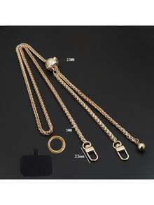 枪形黑银链条PU皮革可调节长挂绳，带透明卡套 - 彩色 - 查看 5