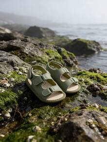 新生儿男女童凉鞋，防滑软底婴儿幼儿露趾休闲夏季步行鞋 - 綠色 - 查看 3