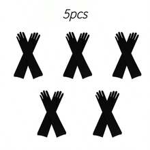 5 Stück/1 Stück 21-Zoll Satin Opernhandschuhe für Frauen, elegante Handschuhe in Ellbogenlänge, Halloween Kostüm Accessoire, Hochzeit Frühling/Sommer Handschuhe mit UV-Schutz - A - Übersicht 14