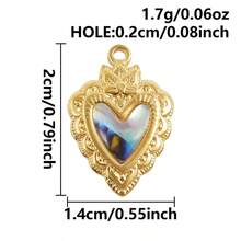 2pcs Heart-Shaped Pendant, Natural Abalone Shell, Glossy 304 Stainless Steel, Jewelry Making Supplies, Charm For Necklace, Earrings, DIY, Waterproof, Fade-Resistant, Fashionable Beach/Ocean Decor - Heart - View 12